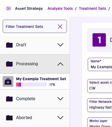 How a Treatment Set is displayed when processing