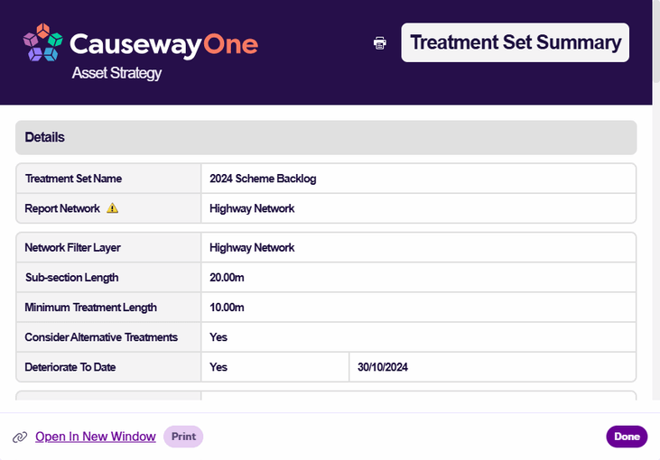 Animation showing an example Treatment Summary Report being scrolled
