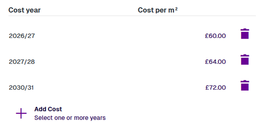 3 years with unit costs specified