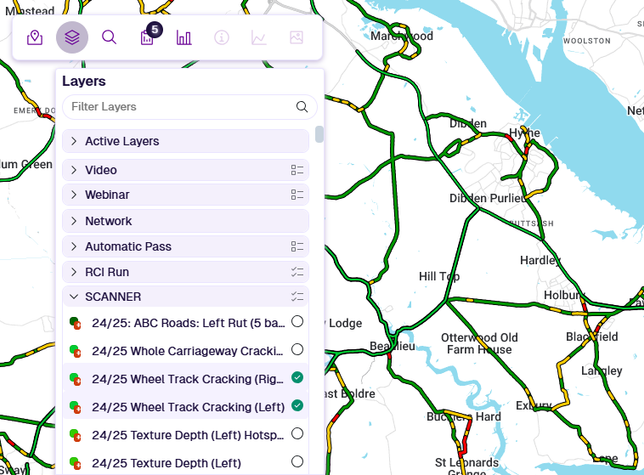 The Layers dropdown with 2 selected Condition Parameter Layers showing on the map