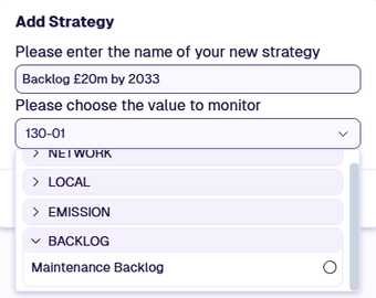 The Add Strategy window with populated name and monitor fields