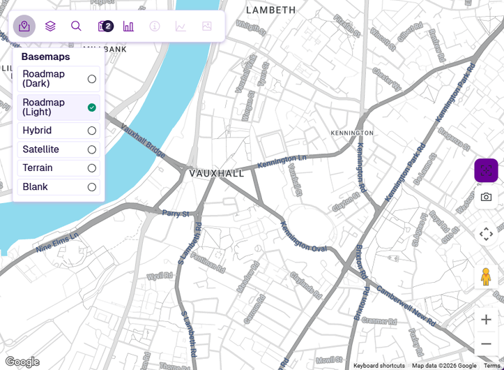 Explorer with the Roadmap-Light basemap selected