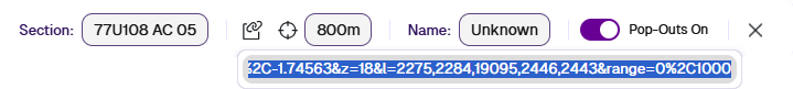 The deep link URL displayed below the main toolbar