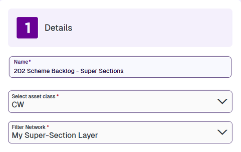 The Details section of a new Treatment Set, with the Filter Network field set to My Super-Section Layer