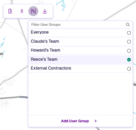 The User Groups dropdown selected in the toolbar