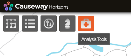 The Analysis Tools icon shown above the map