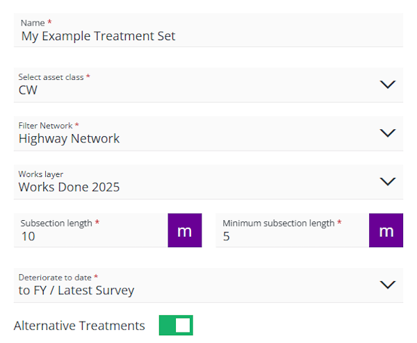 The Details section of an example Treatment Set