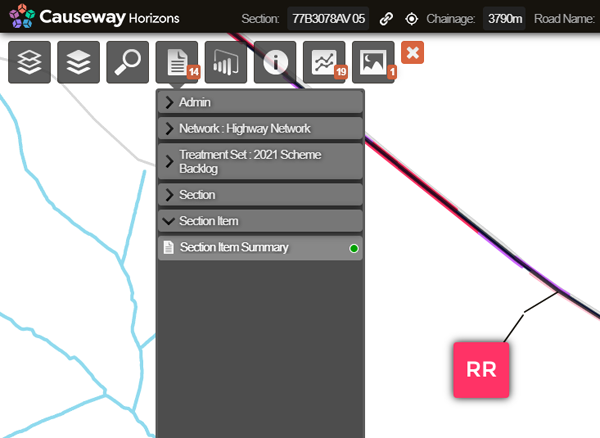 The Reports dropdown showing all available for the active Section Item