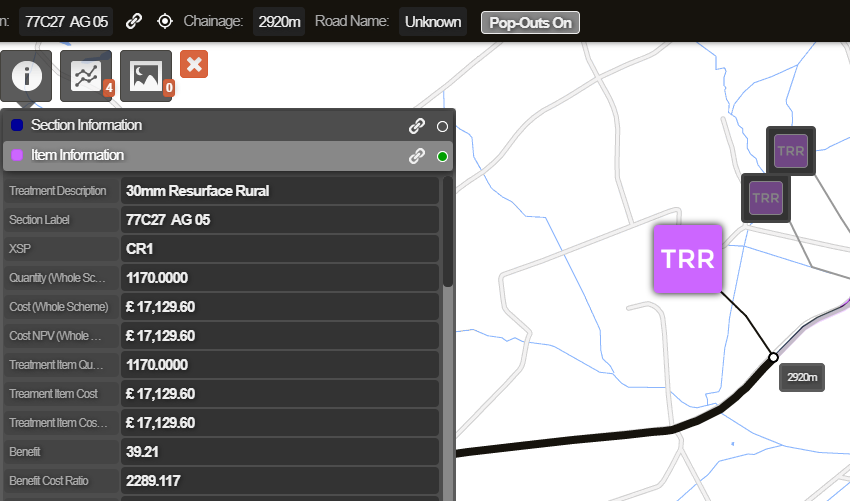 The Item Information of a selected Treatment item