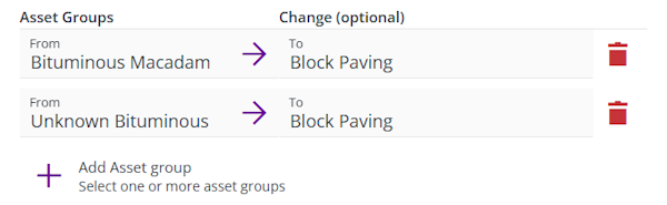 Two Asset Groups added to the list
